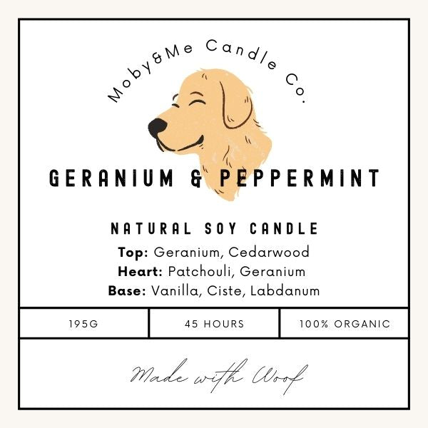 Large Geranium & Peppermint Insect Repellent Soy Candle